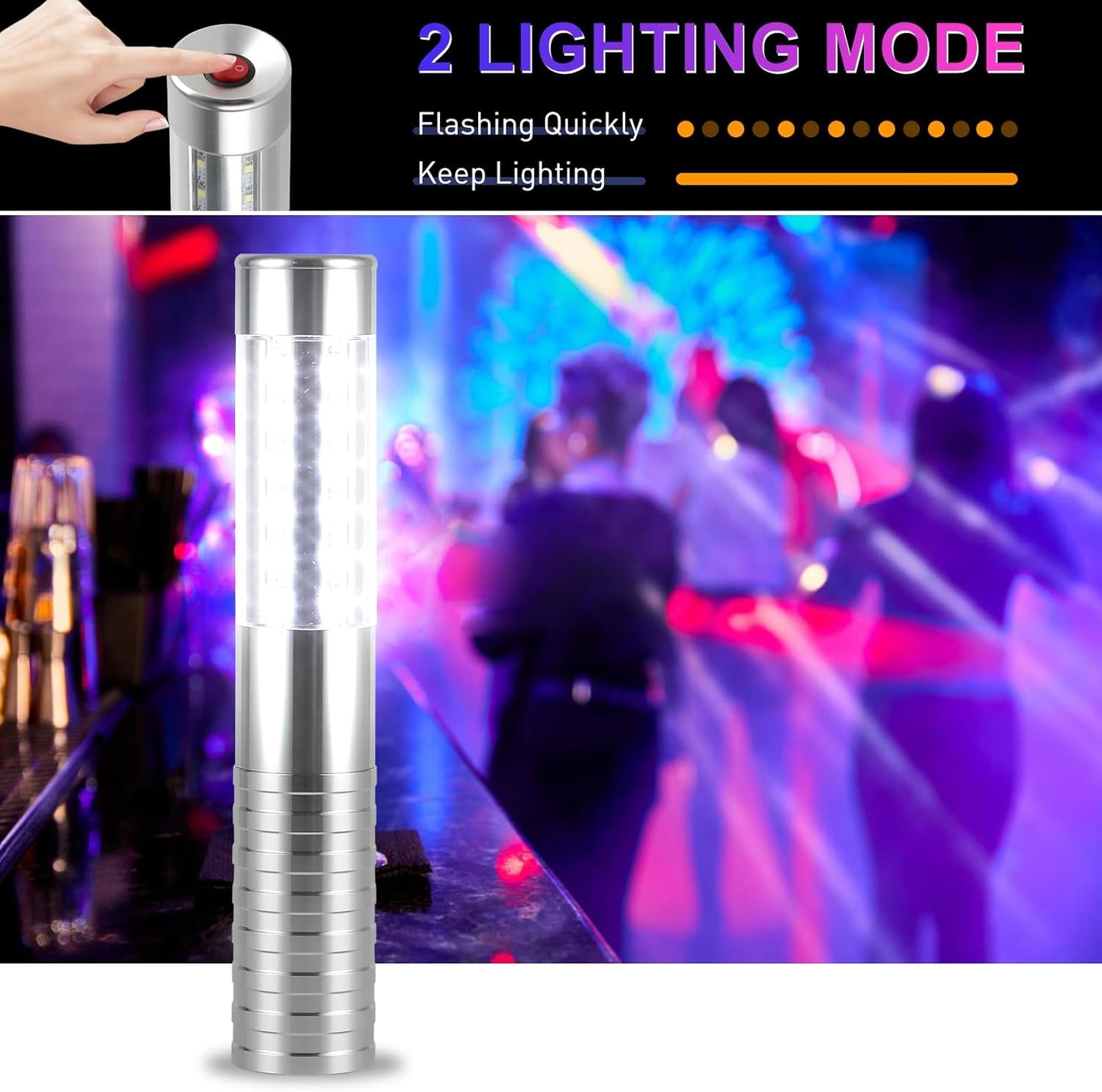 WILON Bottle Service Lights Rechargeable Bottle Service Sparklers Reusable Handheld Girl Lights LED Baton Strobe Light for Parties Bar Club Nightclub Birthday Weddings - 2 Pack
