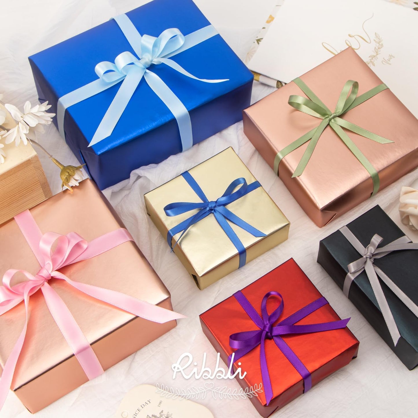 Ribbli Royal Blue Double Faced Satin Ribbon,1/4” x Continuous 25 Yards,Use for Bows Bouquet,Gift Wrapping,Baby Shower,Floral Arrangement