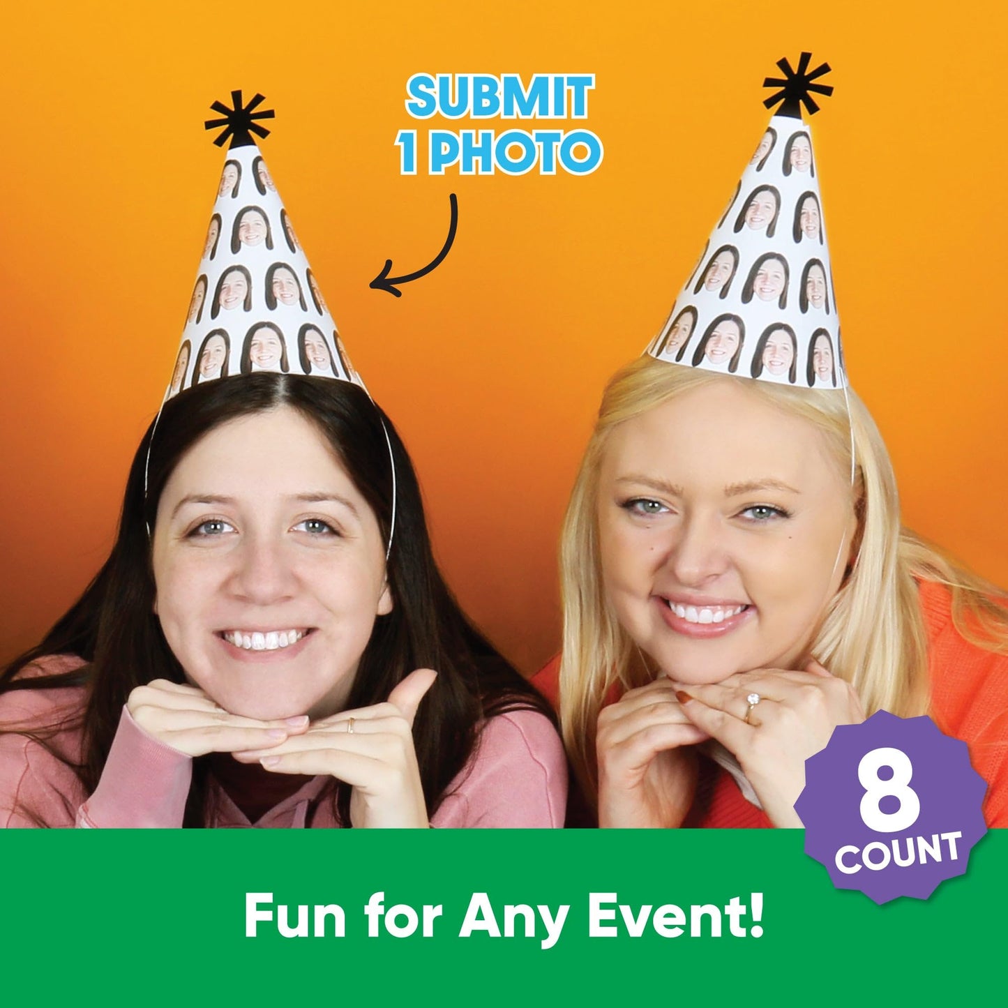 Big Dot of Happiness Custom Photo Fun Face Cone Hats, Personalized Face Cut Party Hats, Birthday