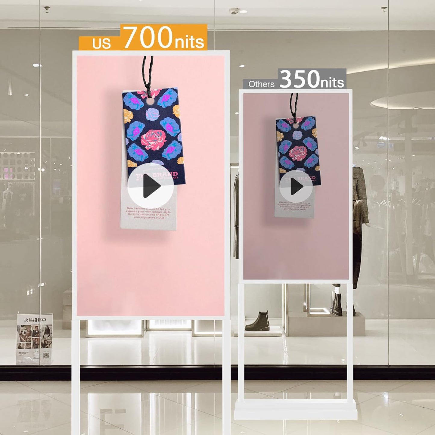 55 Inch 4K Touchscreen Kiosk, Indoor Capacitive Touch Floor Standing Digital Signage Displays,Advertising Display LCD Kiosk, UHD Interactive Display Poster Android System, HDMI/USB/WiFi