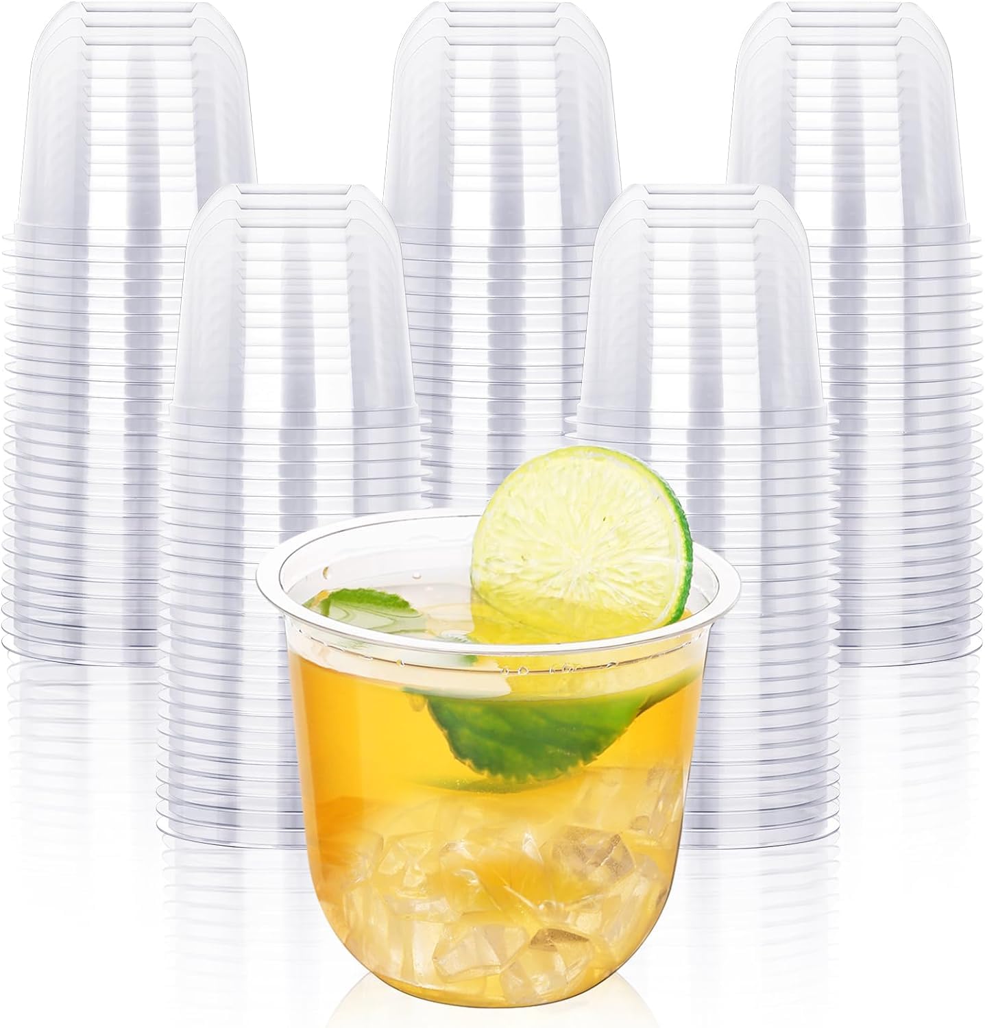KesaPlan 100 Pcs 12oz Plastic Clear Cups, Disposable Wine Cocktail Glasses