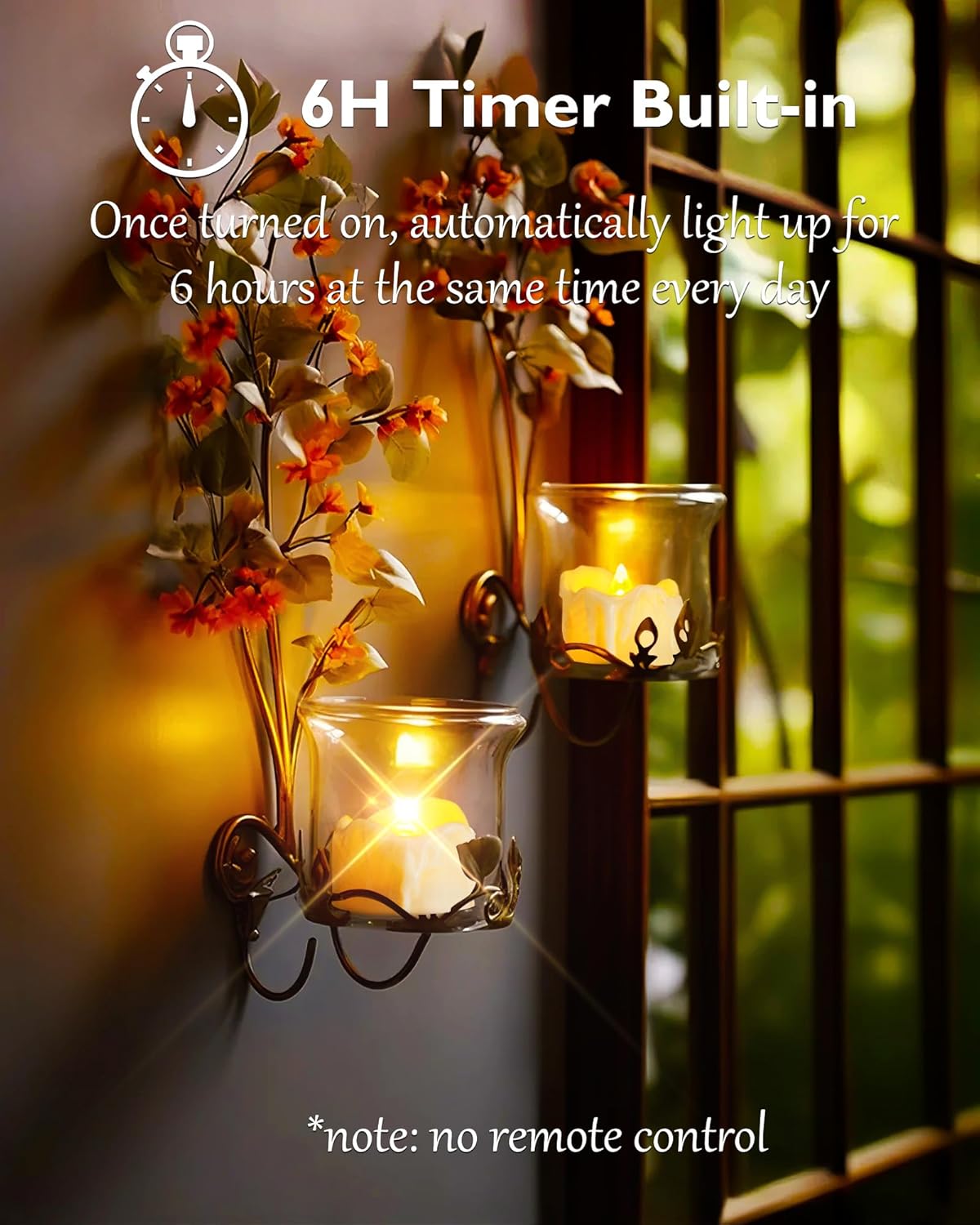 Homemory 12Pcs Timer Tea Lights, Flameless Flickering Auto Tea Lights Battery Operated, Auto-On 6 Hours and Off 18 Hours Everyday, Batteries Included, Long-Lasting, Ivory Base, No Remote