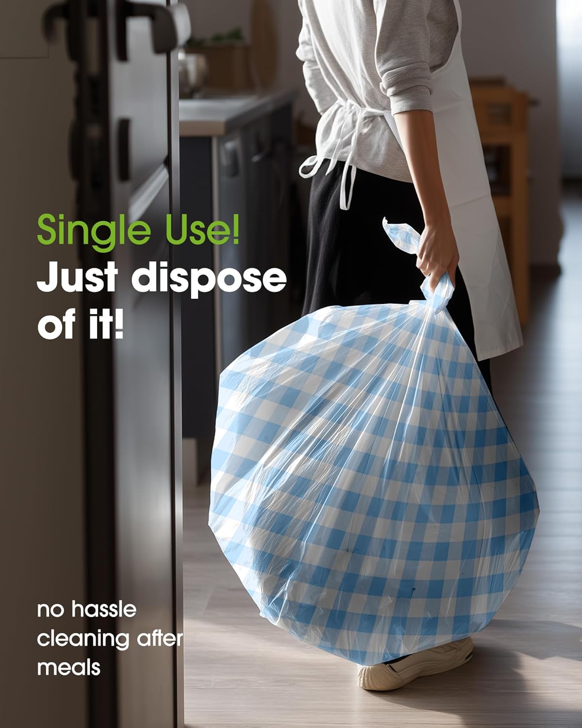 Pureegg Plastic Table Cloth Disposable 10 Pack, 54 x 108 Inch Table Cloths, Party, Picnic, Decorative Gingham Tablecloths, Rectangle, Blue and White Checkered Cover, Leakproof & Sturdy, Blue Plaid