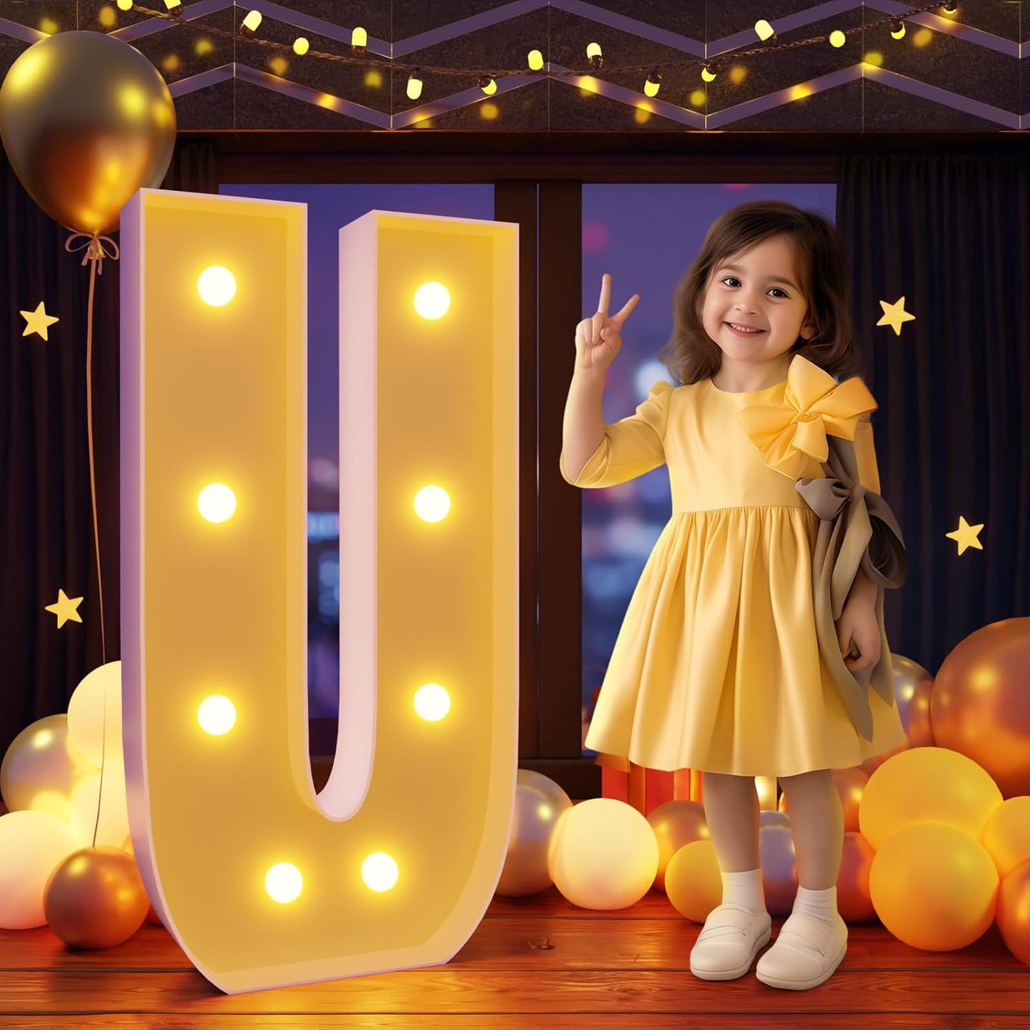 Marquee Letters 3 Feet Tall Large Light Up Letters U Happy Birthday Decorations Marry Me Engagement Party Decor Yellow Light Birthday Decorations Balloon Arch Kit Foam Sign U