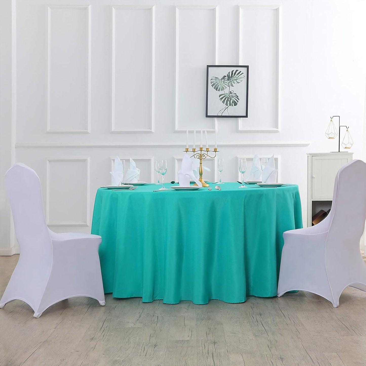108 inch Round Tablecloth Washable Polyester Table Cloth Decorative Table Cover for Wedding Party Dining Banquet（108 inch,Turquoise）