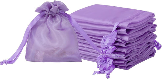 20 Pcs Purple Small Organza Bags 3X4 inch for Wedding Favors with Drawstring, Mini Mesh Gift Bags Jewelry Pouch for Candy Bridal Shower Party Favor Baby Shower Christmas