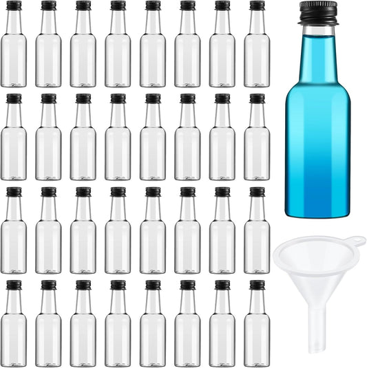 Tessco 100 Pcs Mini Liquor Bottles Plastic Mini Salad Dressing Bottle Christmas Small Shooter Alcohol Holders with Cap Wine Hot Sauce(4 oz,Black)