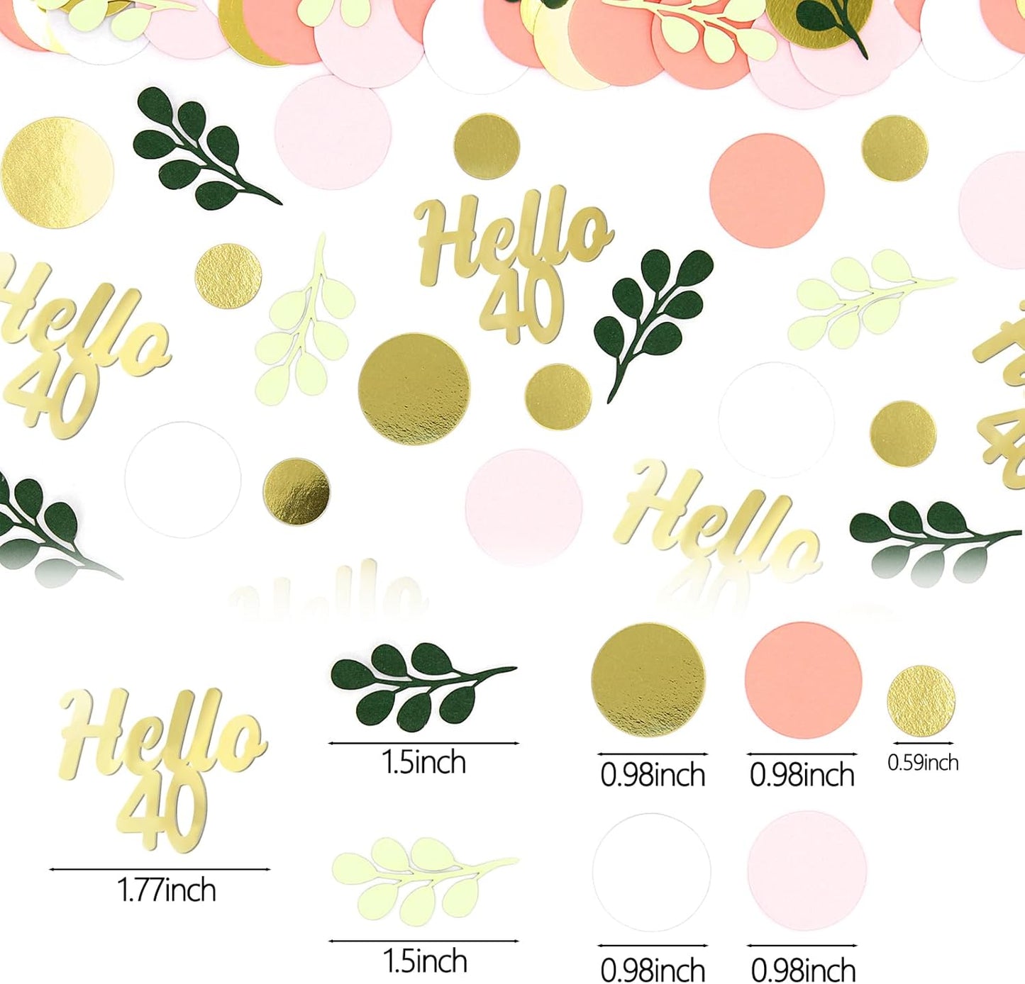 300PC 40TH Birthday Confetti for Table Pink and Sage Green Happy 40TH Birthday Decorations for Women Dots Hello 40 Confetti Scatters Forty Party Decor Supplies