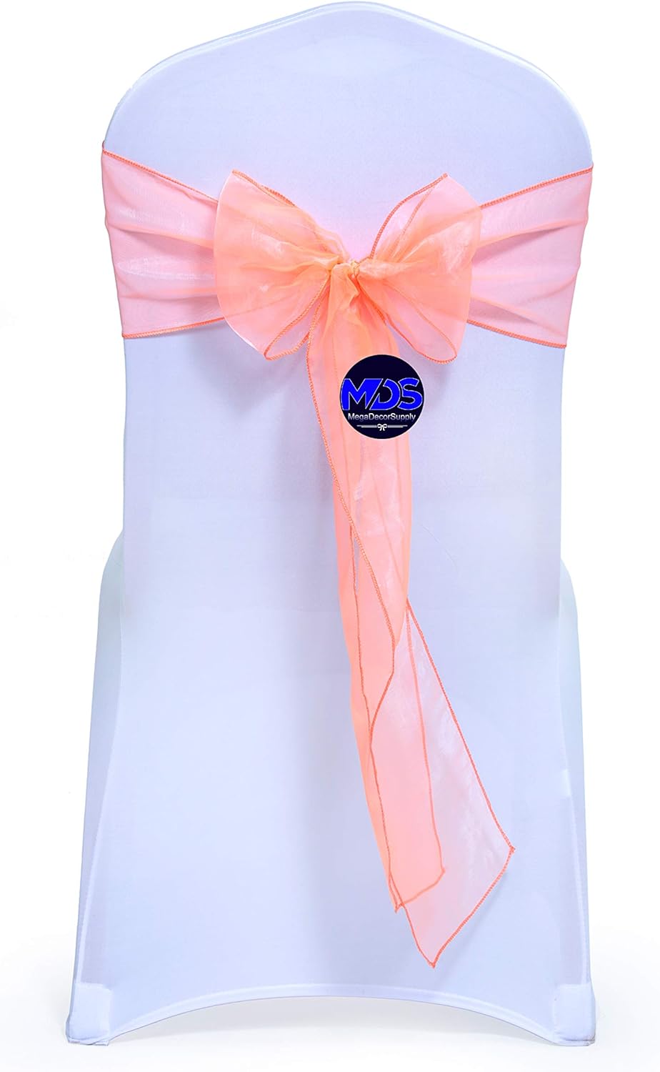 MDS Pack of 10 PCS Organza Chair Sashes Wider Dining Chair Bows Ribbon Tie Back for Wedding Party Birthday Bridal Shower Reception Event Banquet Home Chair Cover Decoration - Light Orange