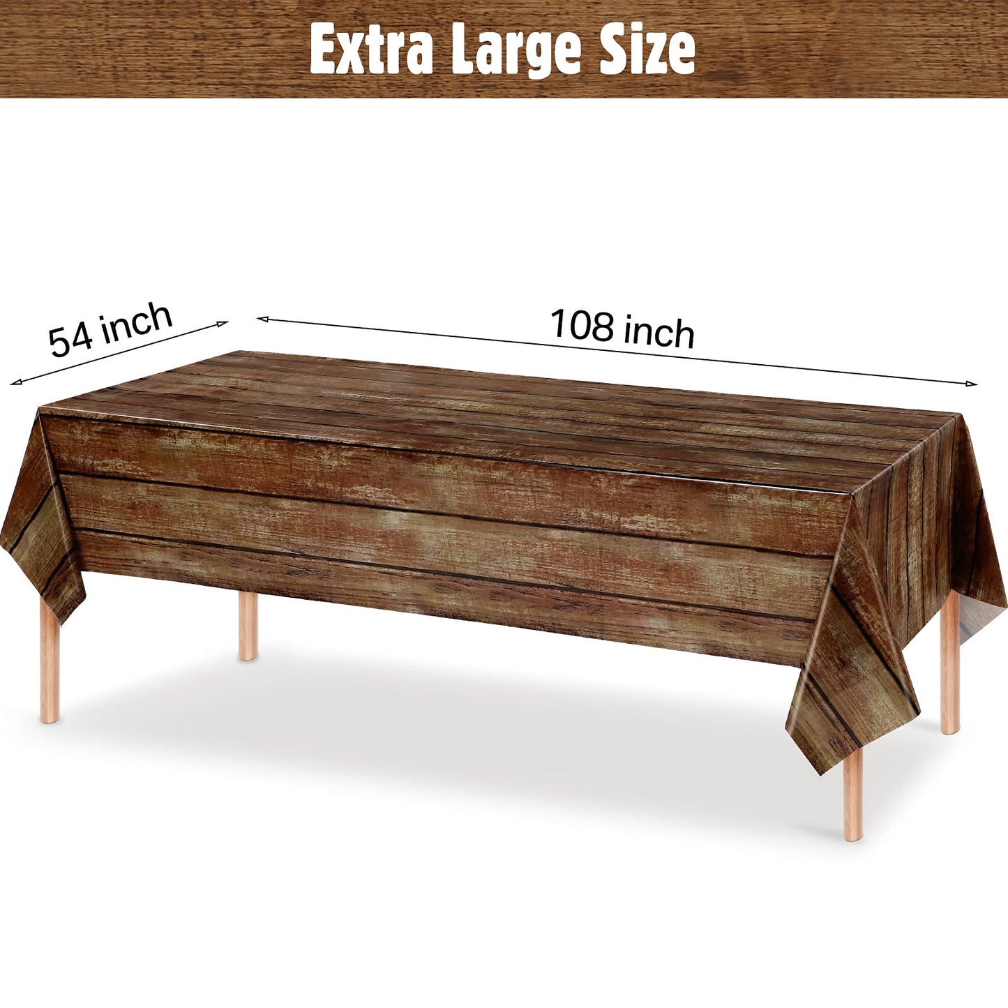 Irenare 3 Pcs Brown Wood Grain Western Tablecloth Plastic