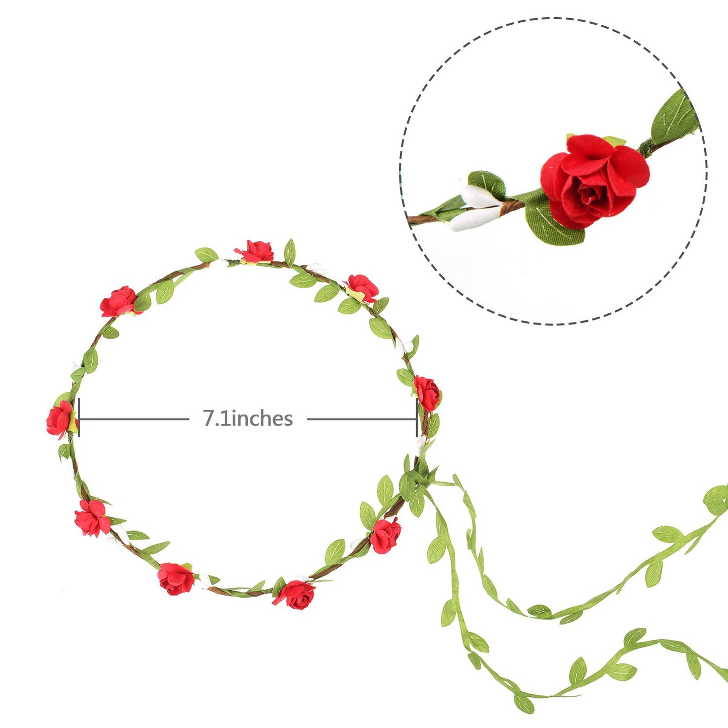 EBOOT 15 Pieces Assorted Colored Flower Crown Wreath Headband Garland Multicolor Headbands Floral
