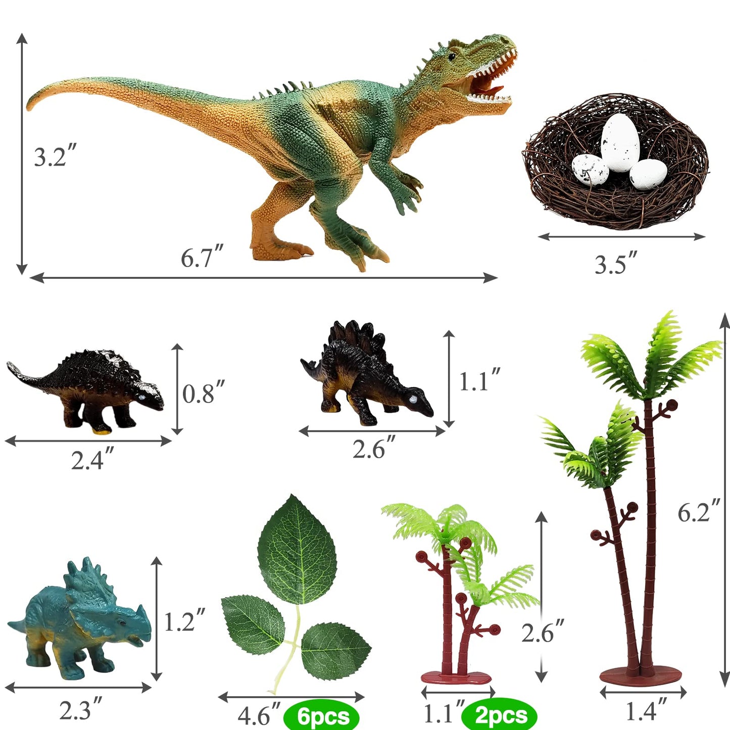 GLAHORSE 26 PCS Dinosaur Cake Toppers With Dinosaur Eggs Leaves Trees Cake Decorations For Birthday