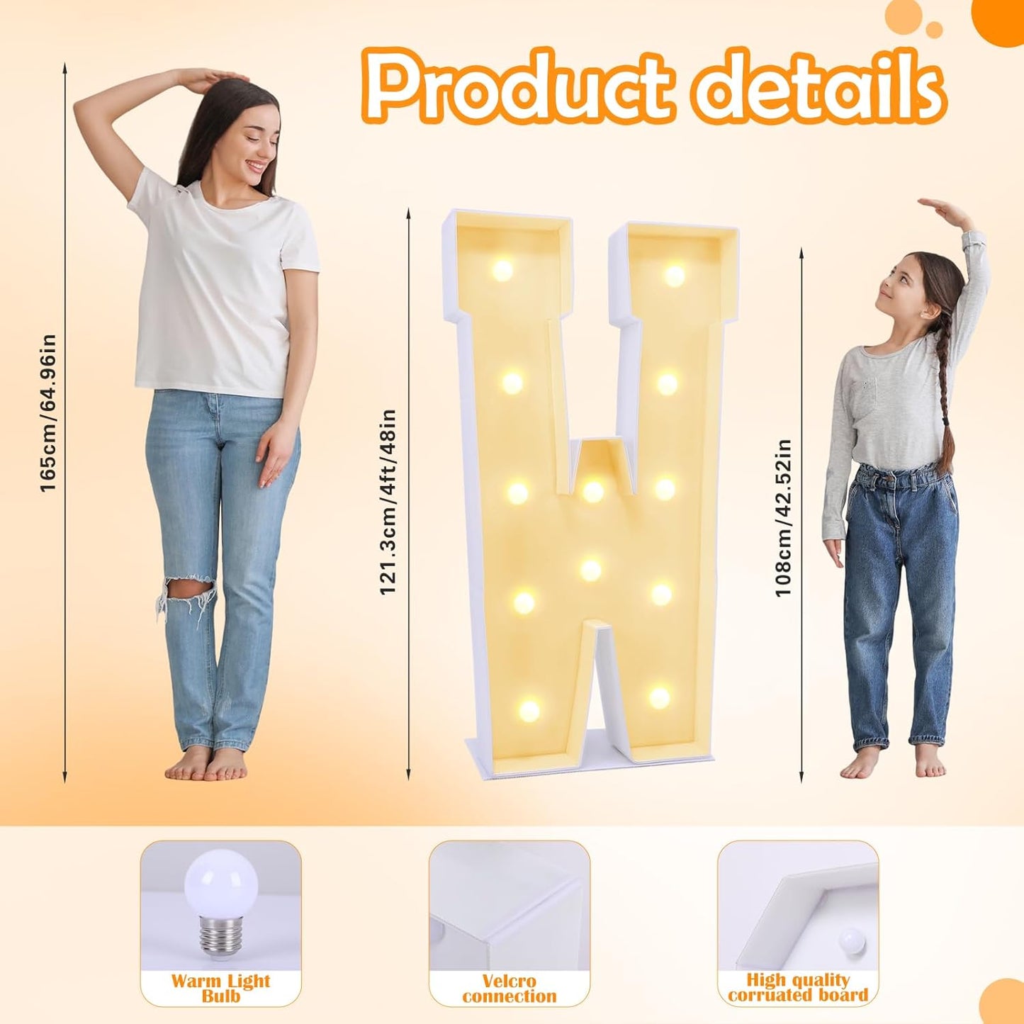 4ft Marquee for Letters W, Large Light up Letters, Multifunctional Large Marquee for Letters 4 Feet Tall for Party Decorations, Letter Balloons, Wedding Decor, Proposal Decorations (Letters W)