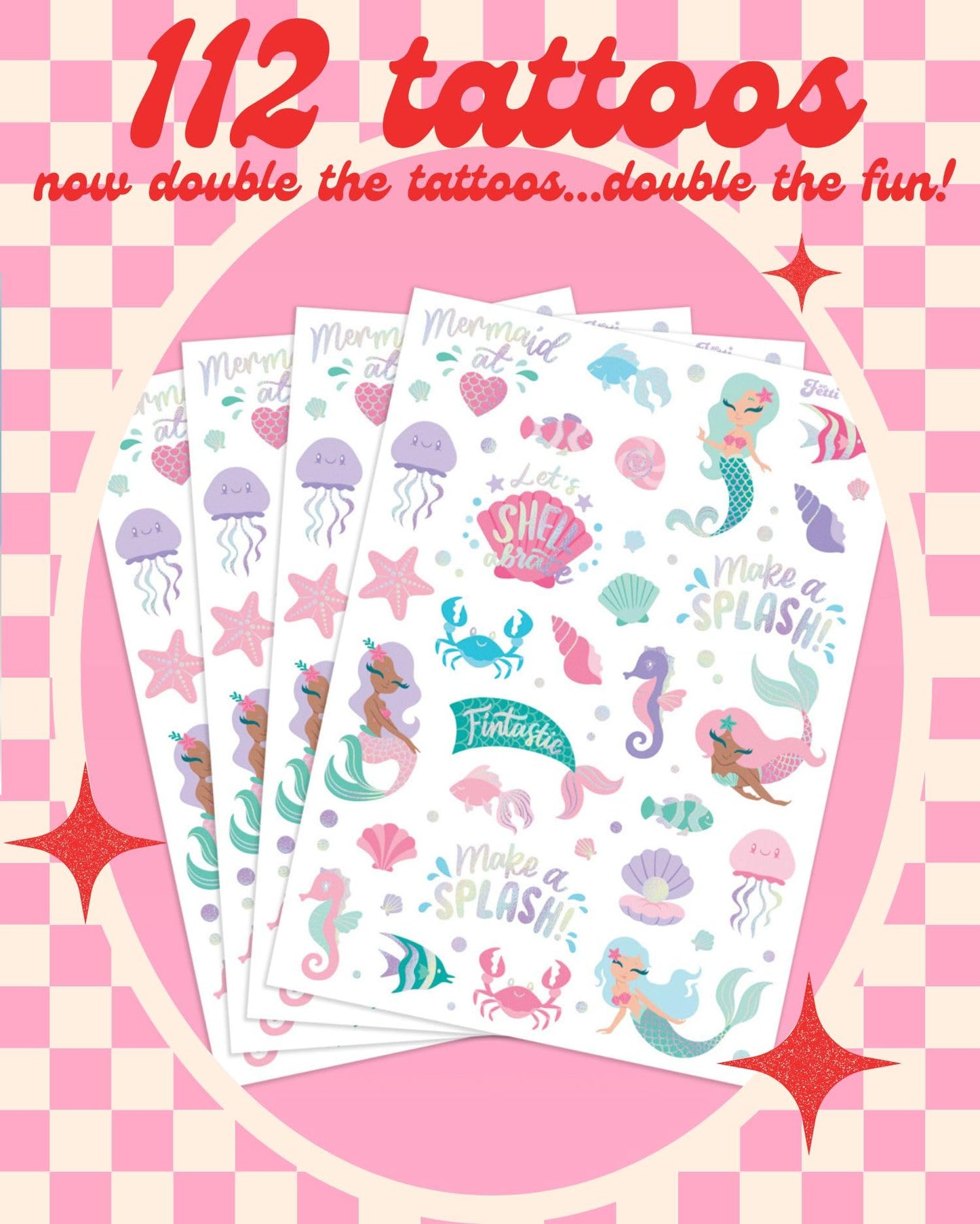 xo, Fetti 112 Mermaid Temporary Tattoos | Kids Party Under The Sea Ocean