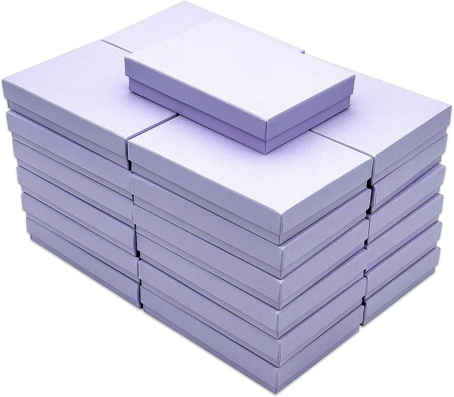 TheDisplayGuys - 25-Pack #53 Kraft Paper Cardboard Gift Boxes/Jewelry Cases w. Cotton Padding & Lid - Light Lavender - (5.4" x 3.9" x 1.0")