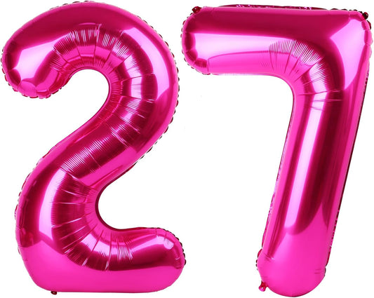 40 Inch Hot Pink 27 Number Balloon