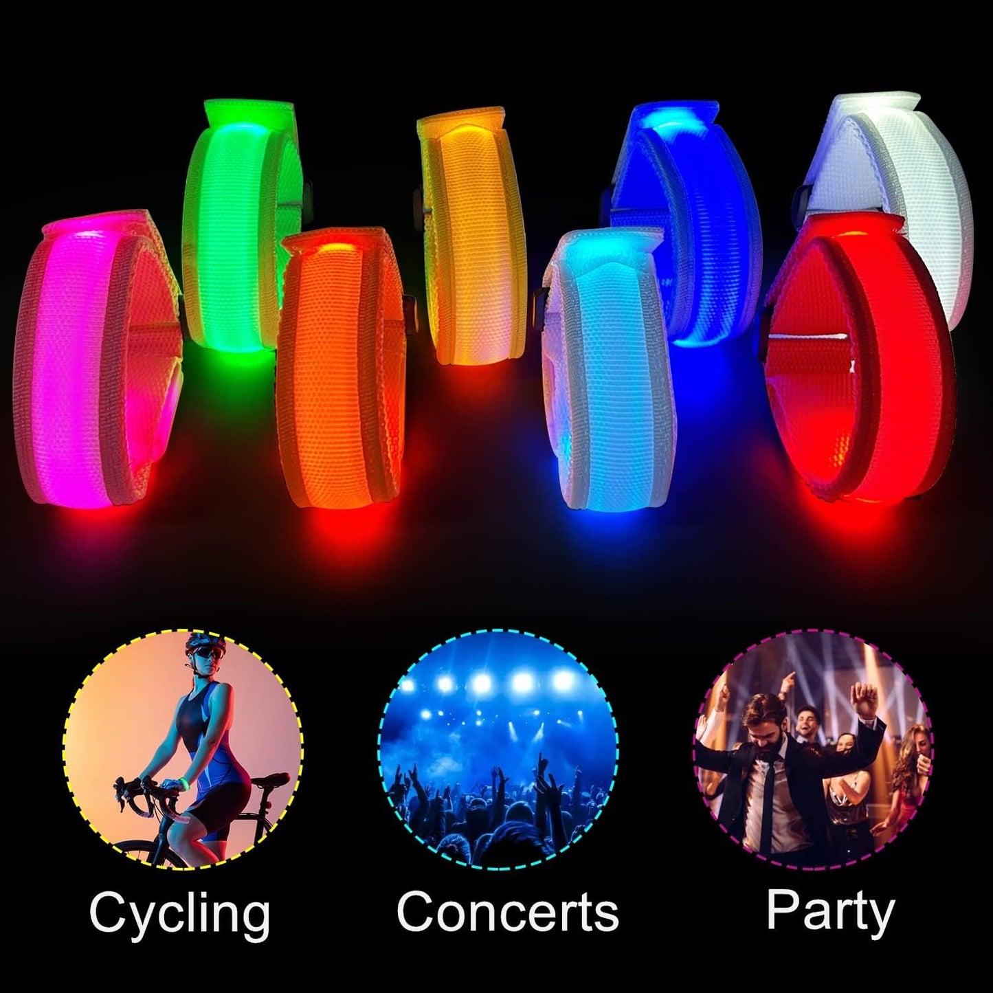 M.best 8pcs LED Light Up Bracelets Glow Flashing Wristbands Glow in The Dark Party Supplies for Wedding, Raves, Concert, Camping,Sporting Events, Party