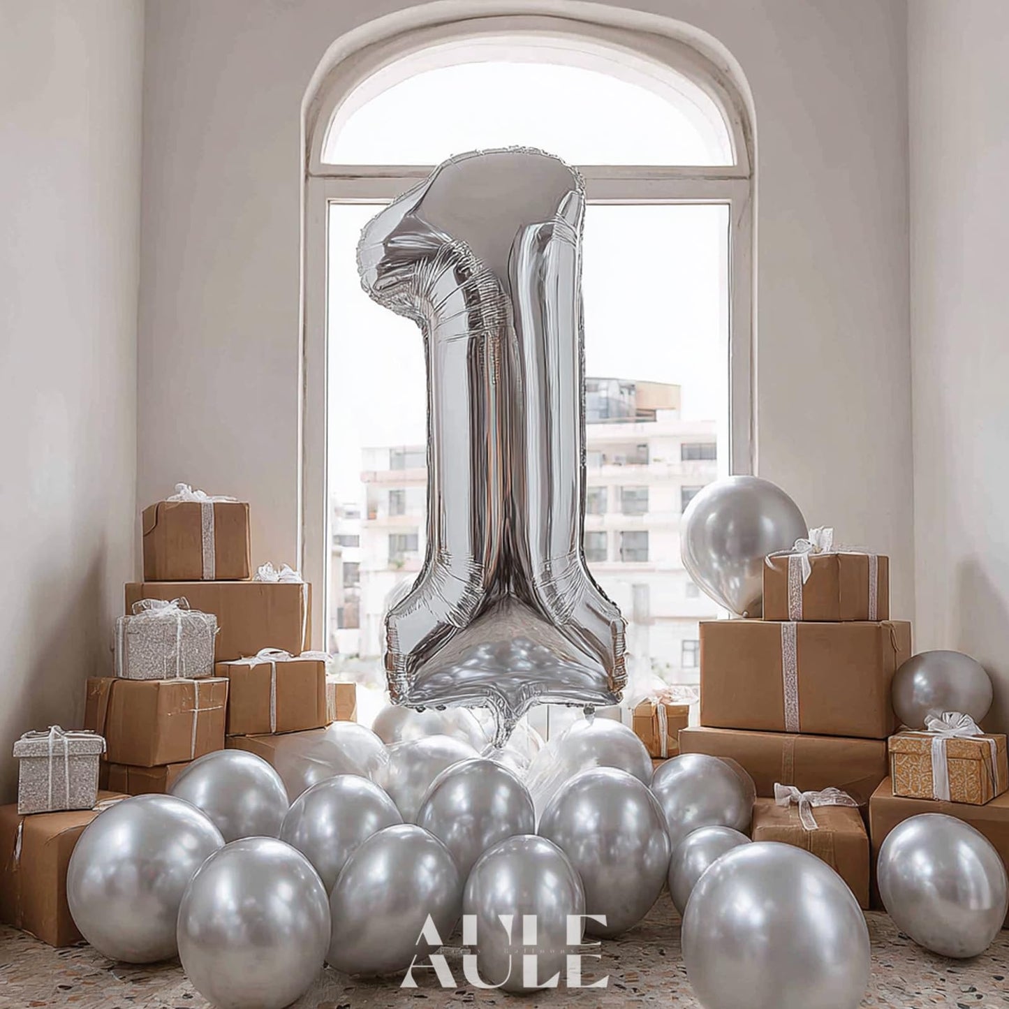 AULE 40 Inch Silver 1 Balloon Number Foil 0-9 Birthday Big Numbers