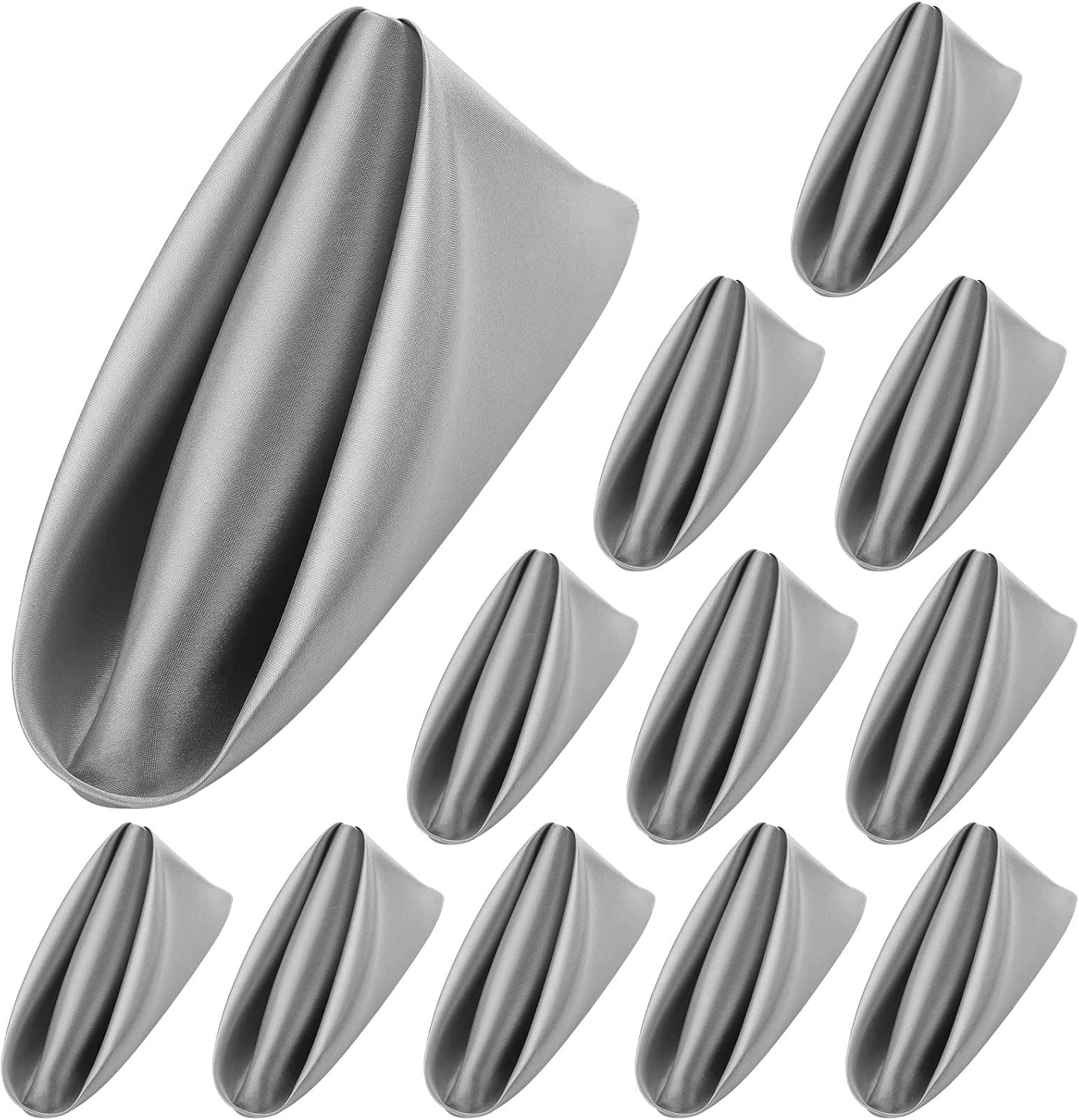 ANECO 12 Pieces Satin Napkins Soft Dinner Napkins Square Table Napkins 17 x 17 Inches for Restaurant Weddings Party Dinner Decoration (Grey)