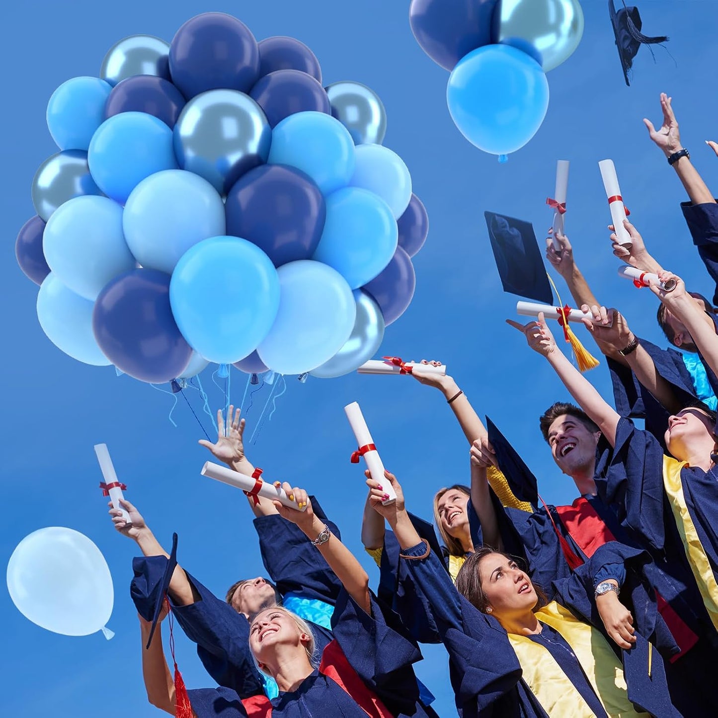 Patimate Blue Balloons Set, 50 pcs 12 inch Metallic Navy Blue, Pastel Light Blue Latex Balloons Kit for Happy Birthday Baby Shower Wedding Party Decorations for Men Boy