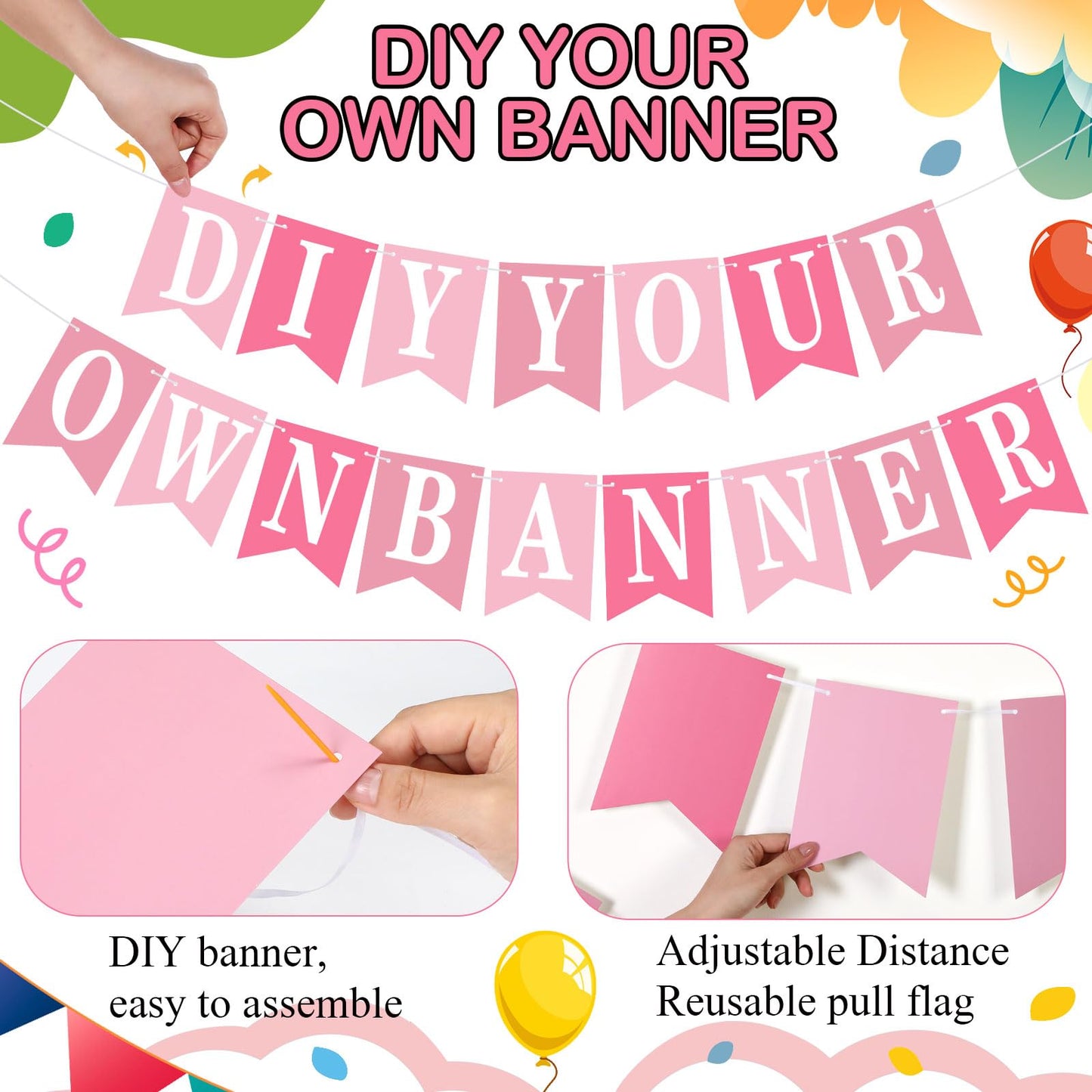 Mooliwe 171 Pcs DIY Custom Banner Kit Make Your Own Customizable Sign for Birthday Wedding Party