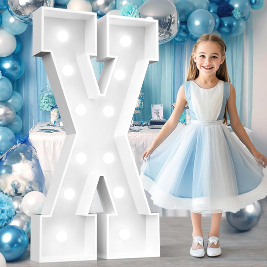 Ledido 4FT Marquee Light Up Letters, Cool White Light Up Letters Large Marquee Letter for Party Decorations, Mosaic Letter X for Balloons, Wedding Birthday Graduation Decor