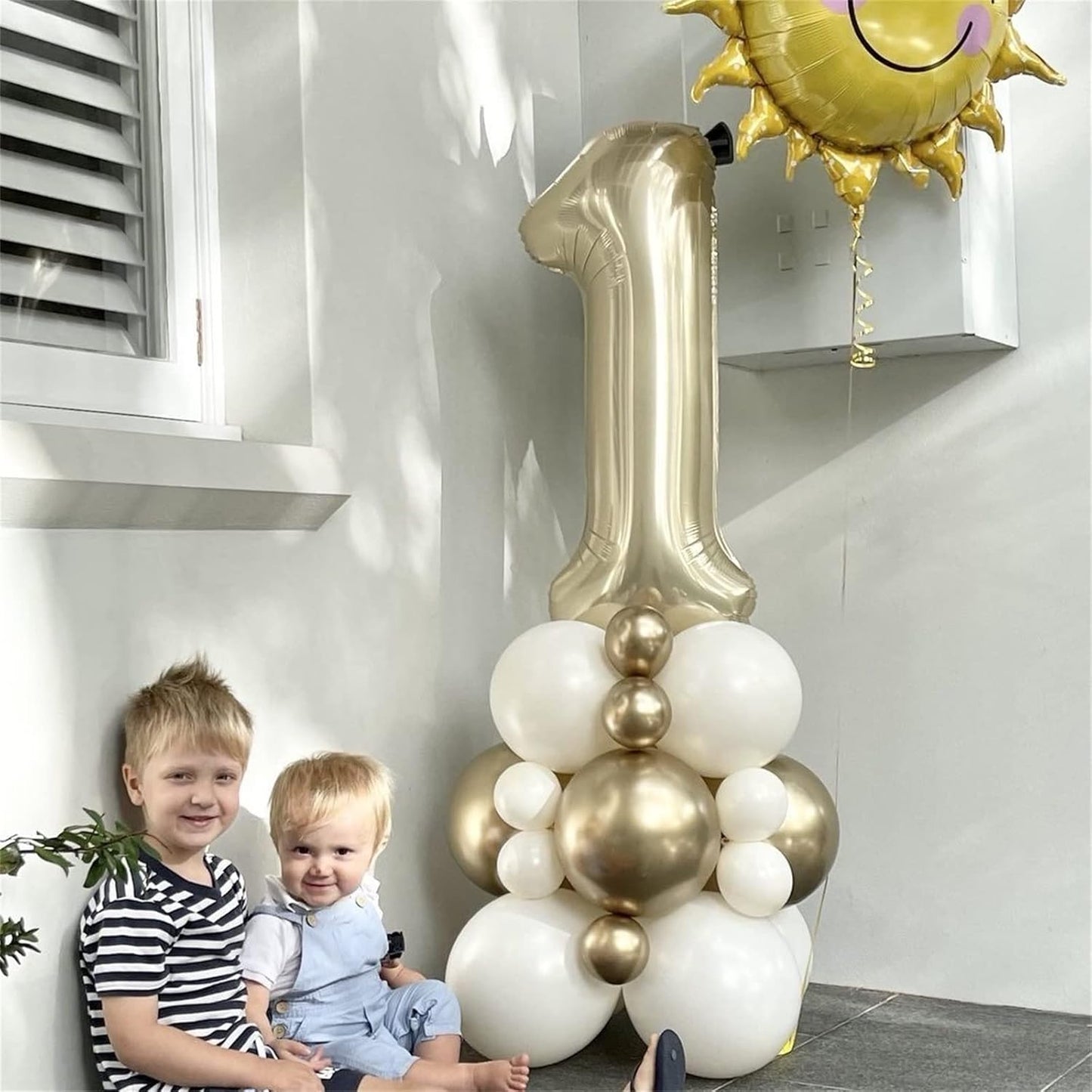 Champagne Gold Foil Balloon Number 4, 40'' Giant Self Inflating Number Balloons Set 0-9, Large Light Gold Number 4 Helium Balloon for Girls Boys 4th Birthday Anniversary Party Decorations Supplies