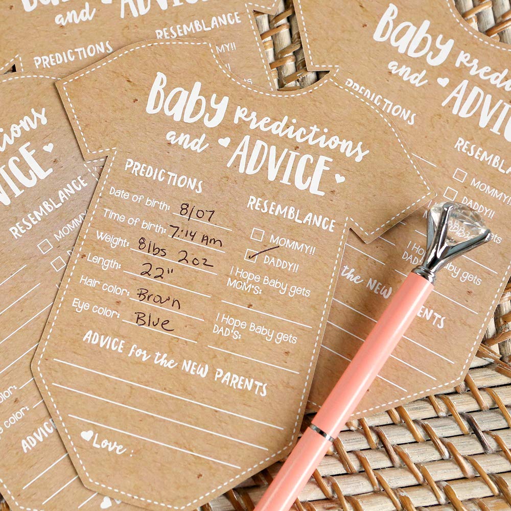Kate Aspen Baby Predictions for Baby Shower Advice Cards - 50-Count Onesie Shaped Baby Shower Games