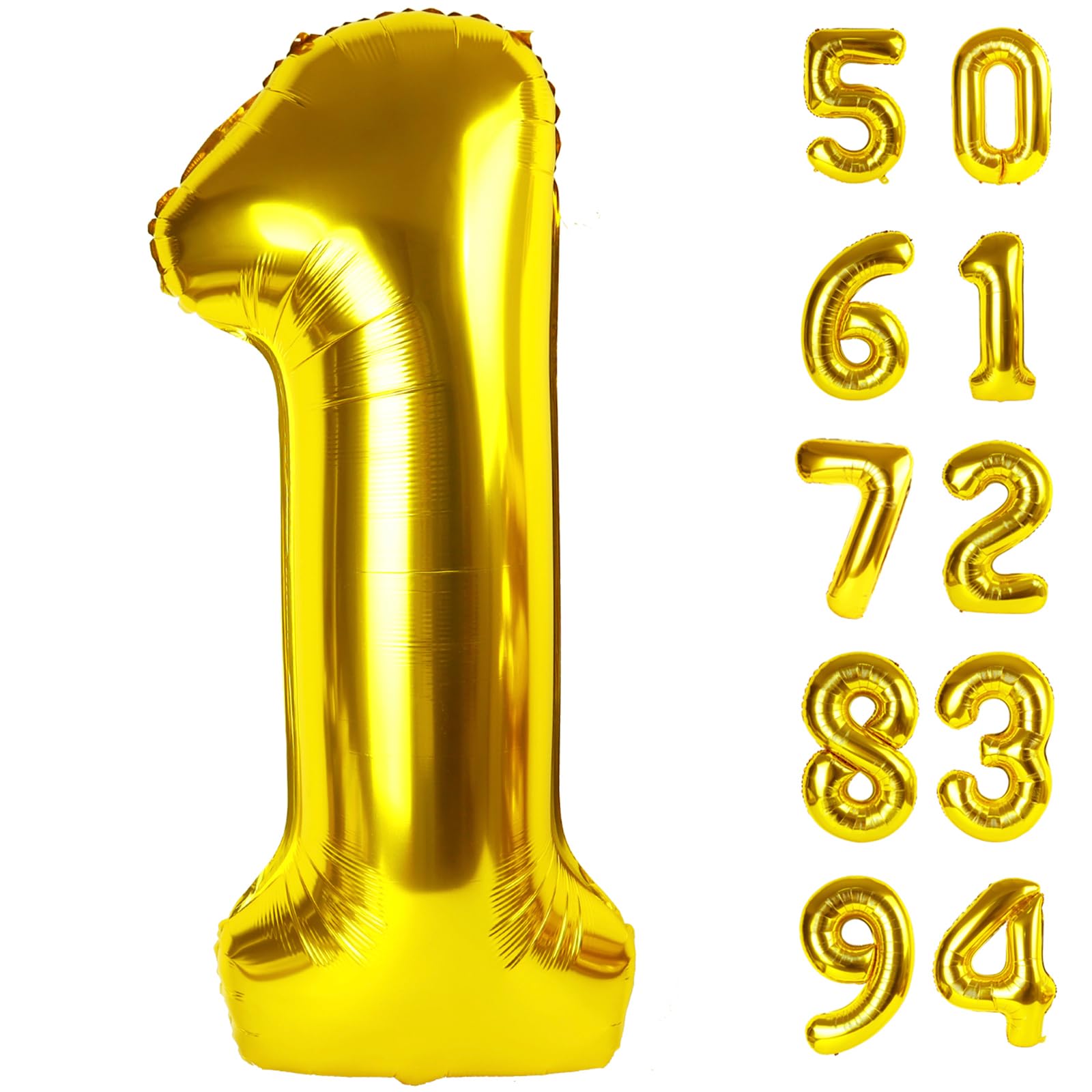Gold 1 Balloon - Number Balloon 40 Inch, 1st Gold Birthday Decorations