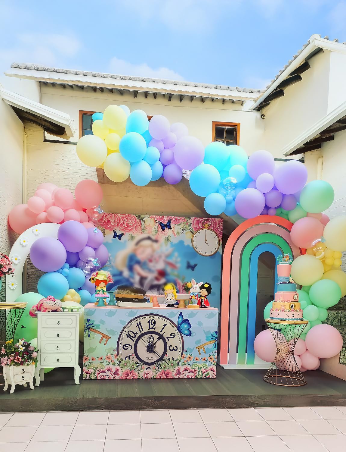 Haolongfa Pastel Rainbow Balloons Arch Garland Kit for Pastel Party Decor