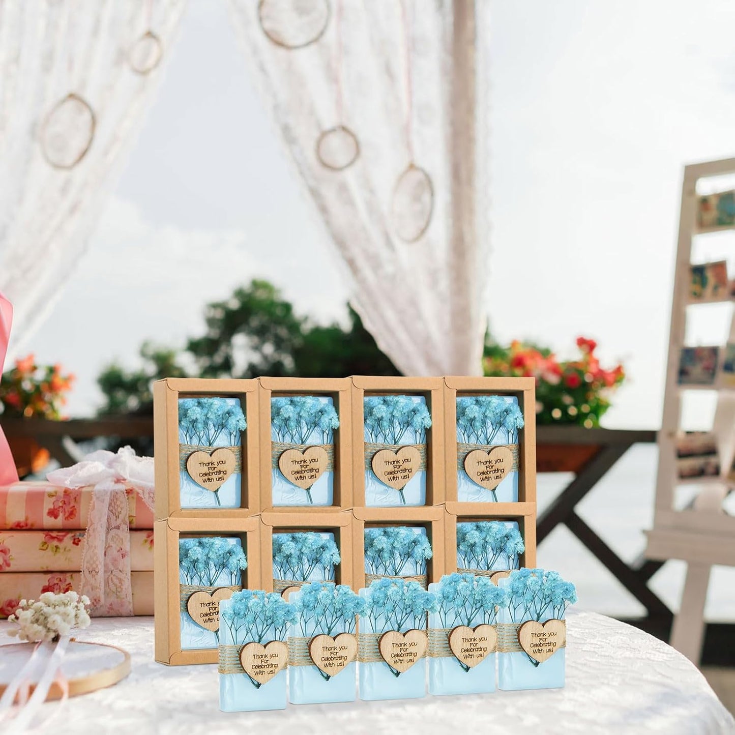 Demissle 30 Pcs Mini Scented Soap Wedding Party Favors Gifts Baby Shower Bridal Shower Handmade Natural Soap Favors for Guests in Bulk for Wedding Souvenirs Engagement Party(Blue)