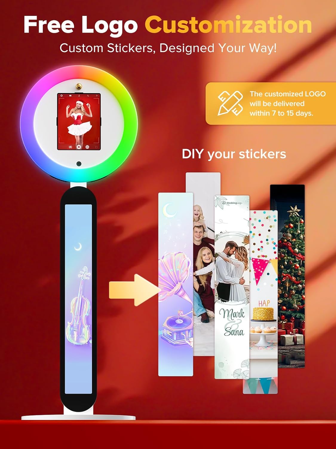 Portable Photo Booth, Photo Booth Shell Stand Provide Cyratok PhotoBooth Software,Flight Case,Free Custom Logo,Selfie Booth Machine Photo with Any Ipad Perfect for Parties Wedding Events Rental