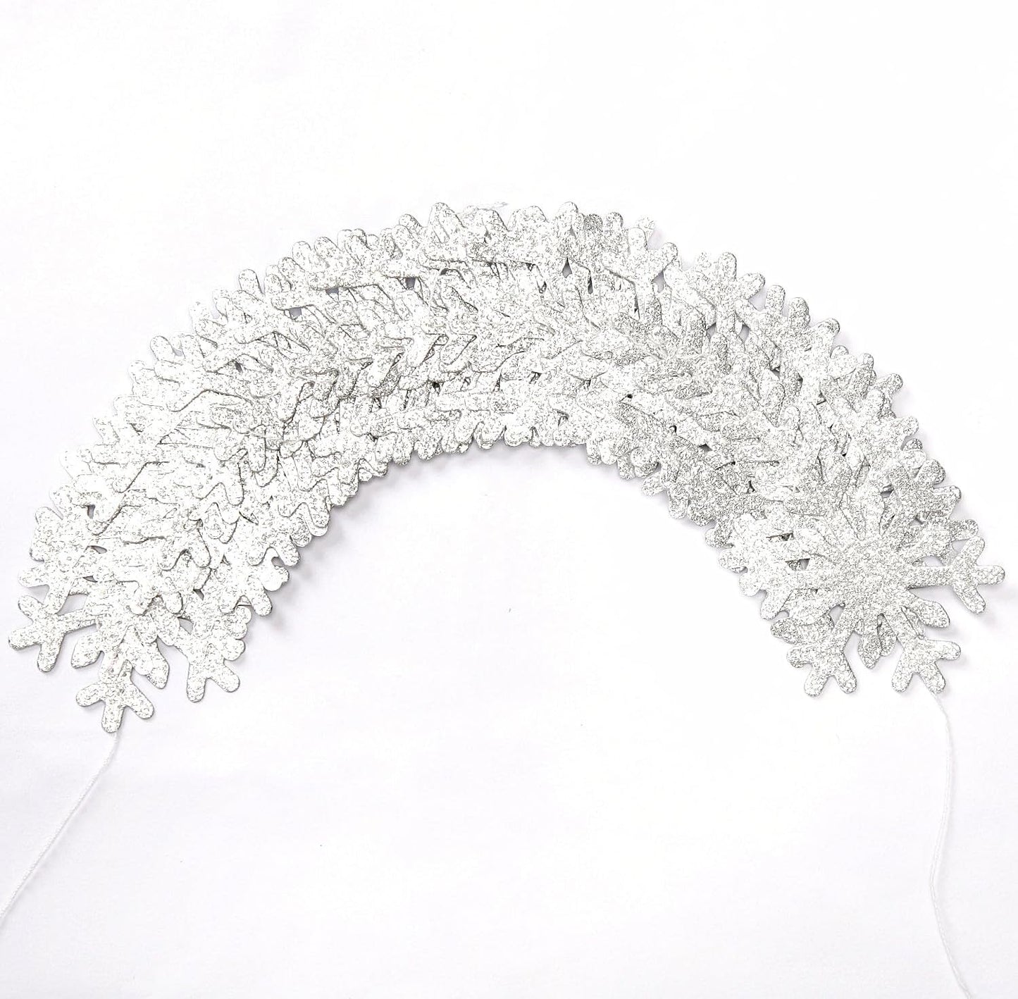 Snowflake-Snow Silver Christmas Party-Decoration Garland - 52ft Frozen Winter Wonderland Ornaments Hanging Paper Streamers,New Years Birthday Baby Shower Wedding Holiday Ceiling Decor Hugfond