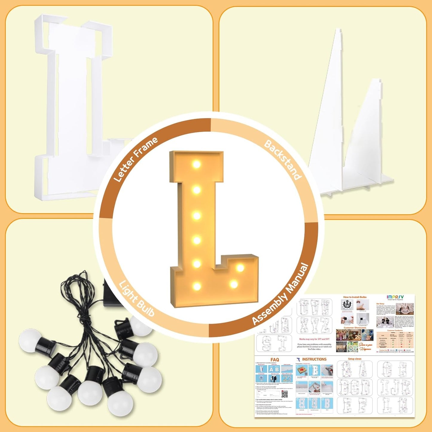 imprsv Marquee Light Up Letters - 3FT Letters for Birthday, Baby Shower, Wedding & Engagement Parties