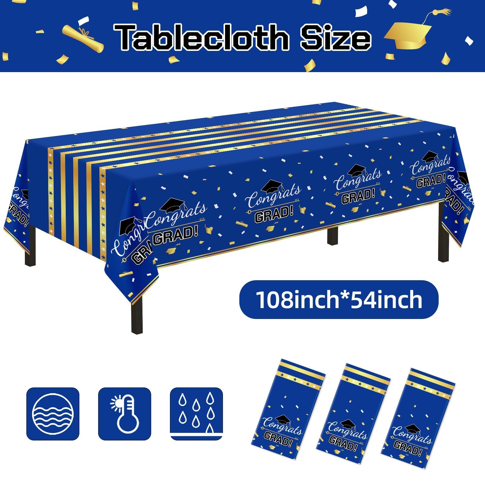 Childom 3 Pack Graduation Tablecloth,Graduation Decorations Class of 2026 Graduation Party