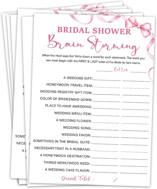Bridal Shower Games 30 Guests, Bridal Shower Wedding Games for Reception, Rehearsal Dinner Engagement Party Activities Game Card/HL 006