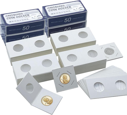 200 PCS Premium Cardboard Coin Flips 2 x 2 inch Coin Collection Supplies for Small Dollar, Mylar Coin Flips Coin Holders for Collectors (Small Dollar Coin Flips)
