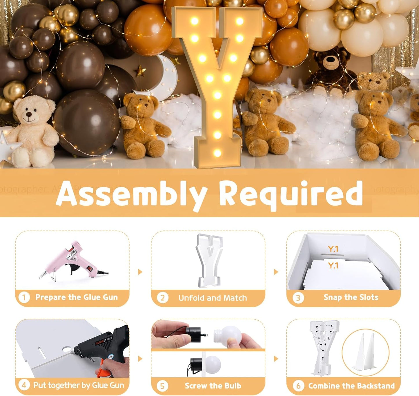 imprsv 4FT Marquee Light Up Letters for Birthday Party Decorations Marquee Letters for Marry Me Wedding Event Baby Shower Anniversarty Party Decor,Letter Y