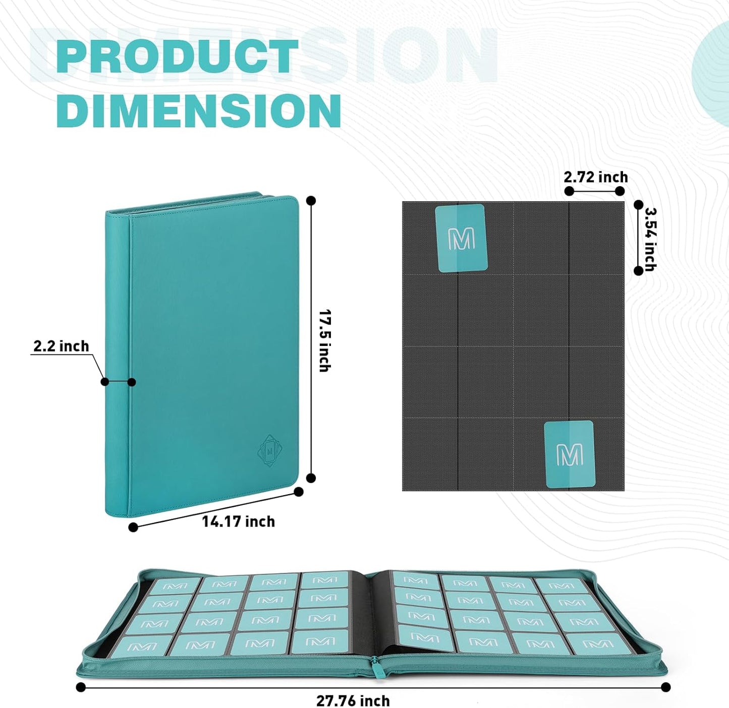 Premium Card Binder 16 Pocket,Trading Card Binder Holds up to 1000+Cards Sturdy Card Collection Album, Card Holder Folders for MTG, TCG, Game Cards & Sports Cards