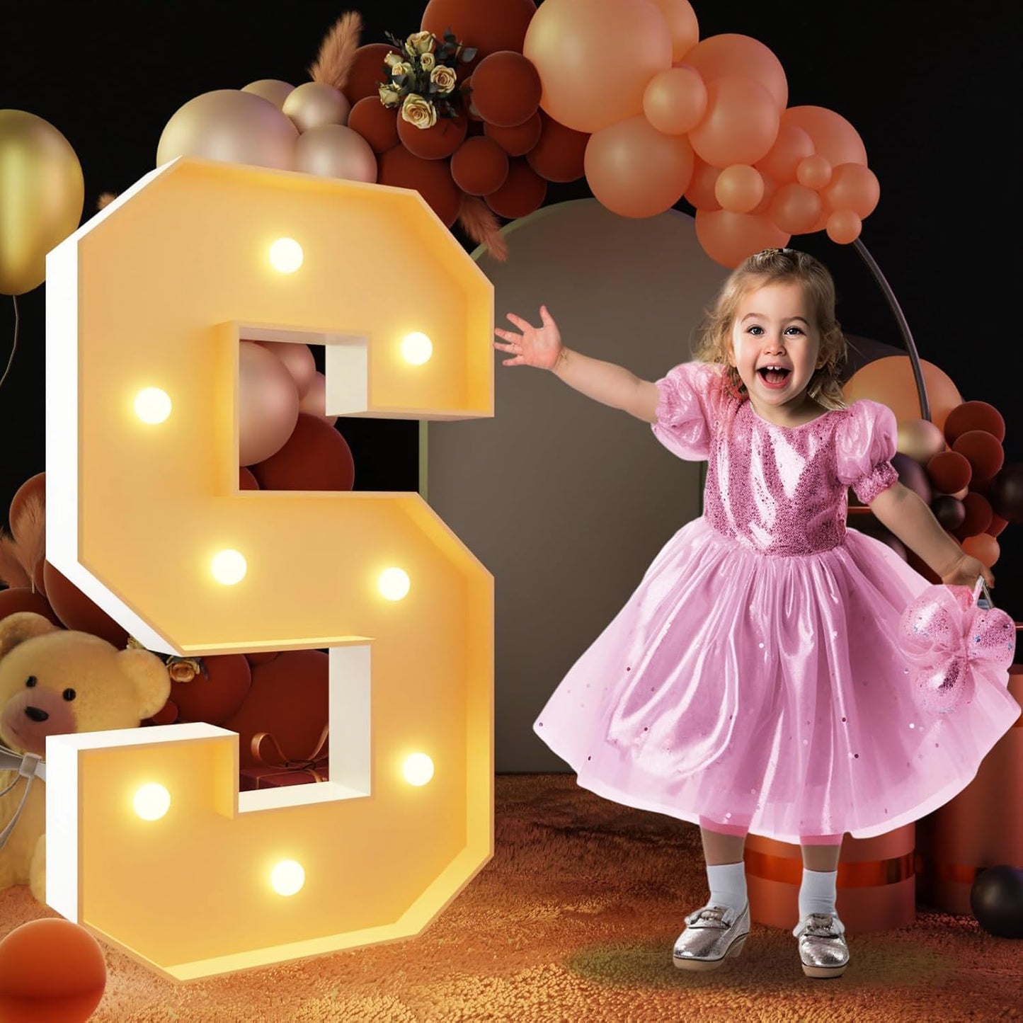 imprsv Marquee Light Up Letter S, Art Craft Kit for Party Decorations, 3FT White Foam Board Decor, Baby Shower, Wedding, Engagement Decorations