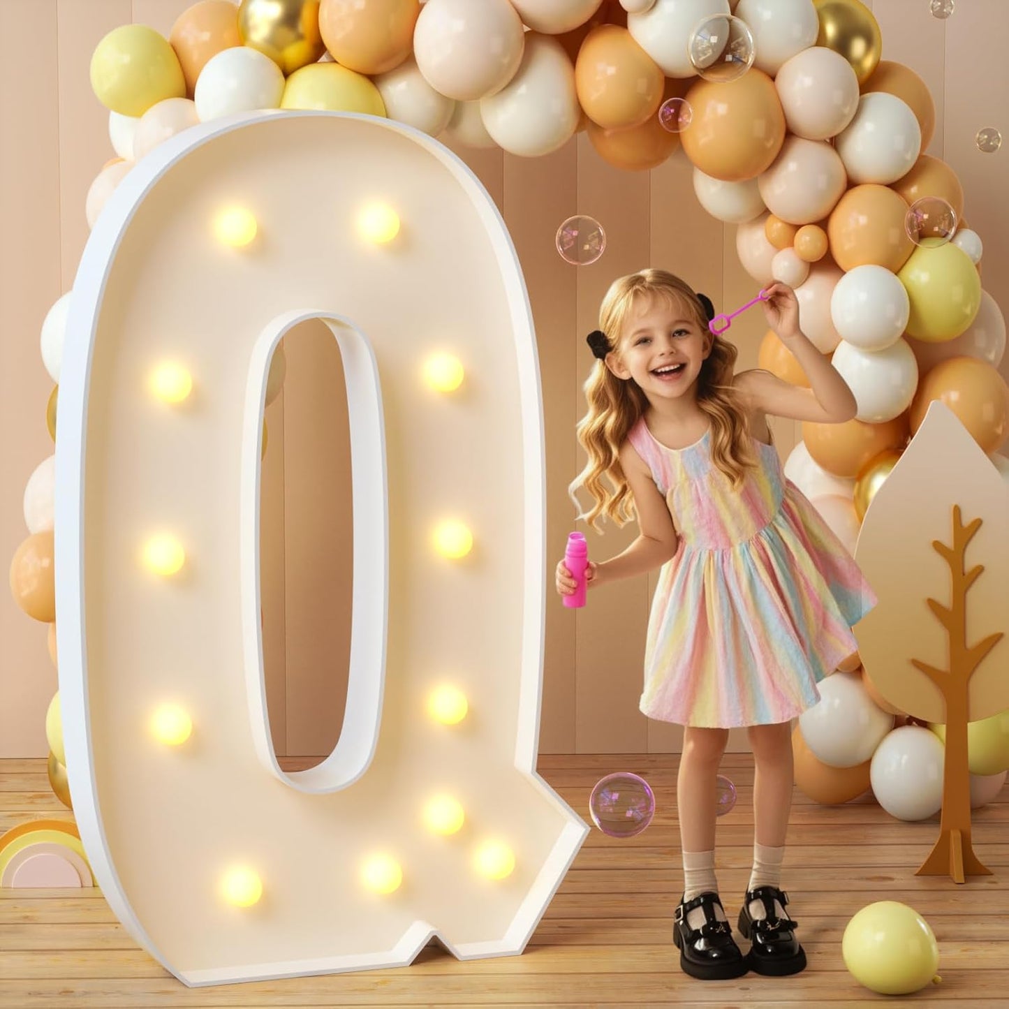imprsv Marquee Light Up Letters, 4FT Mosaic Letters with Light for Baby Shower Graduation Party Decor, Large Q for Engagement Wedding Party Decorations (Need to Assemble)