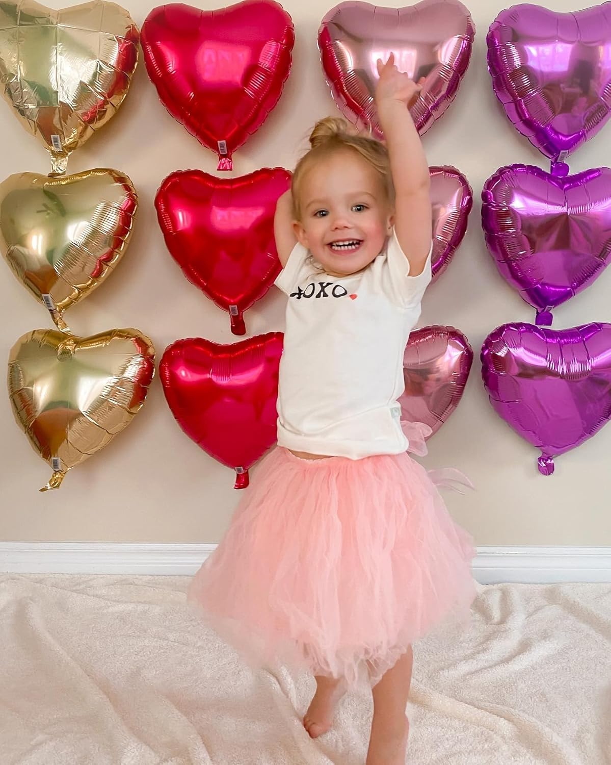 Red Heart Shaped balloons Pack of 12,18 Inch Silver Love Valentine Balloons Pink Heart Romantic Balloons For Valentines Day Propose Marriage Wedding Bridal Shower Engagement Party Decorations