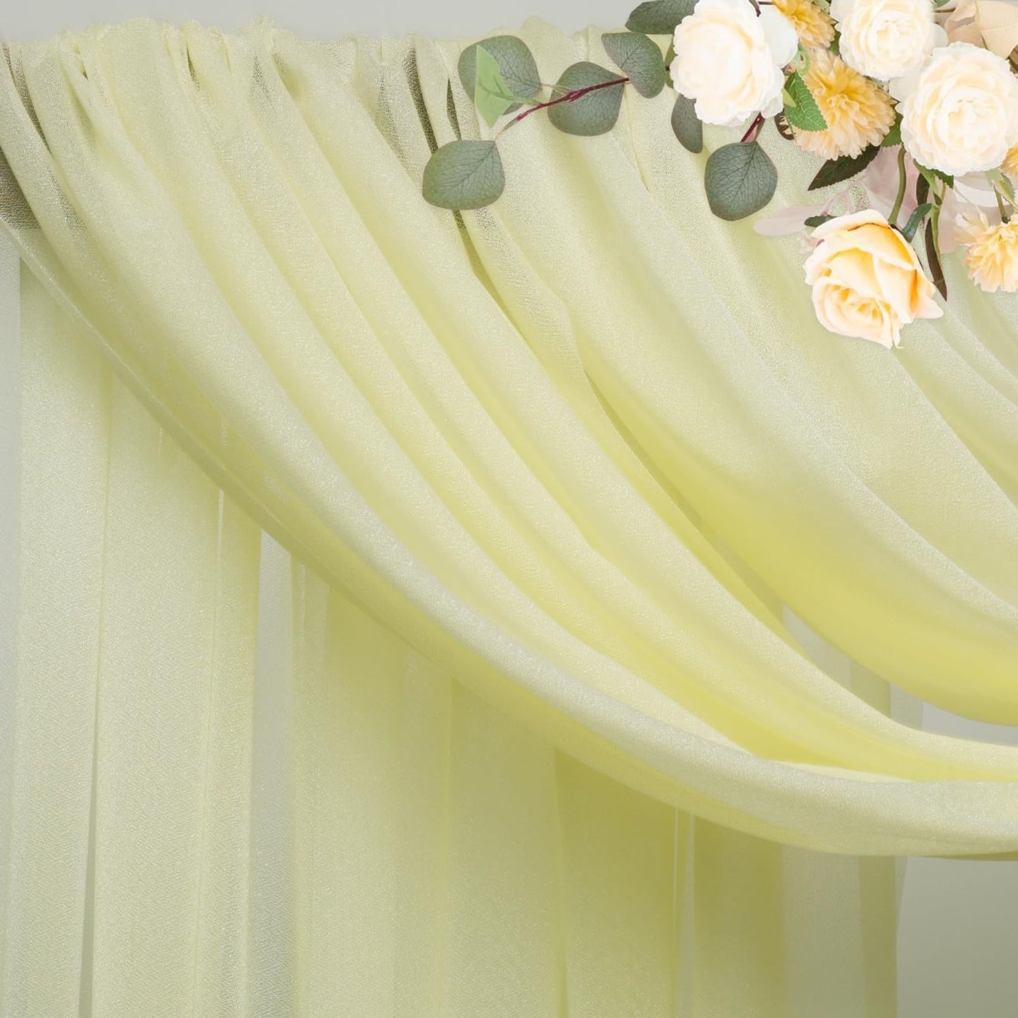 Wokceer Wedding Arch Draping Fabric 6 Panels 28.7" x 20FT Beige Drapes Sheer Fabric Backdrop Arch Draping Fabric for Wedding Ceremony Birthday Party Bridal Shower Decoration