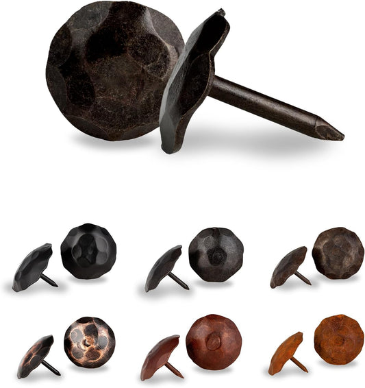 10 Pack 0.75" Round Head Iron Clavos Decorative Nails – Sealed Unfinished – Handmade Rustic Round Fasteners for Farmhouse Shutters, Faux Wood, Barn Doors, Shutters, Gates – Ornamental Wood Accent