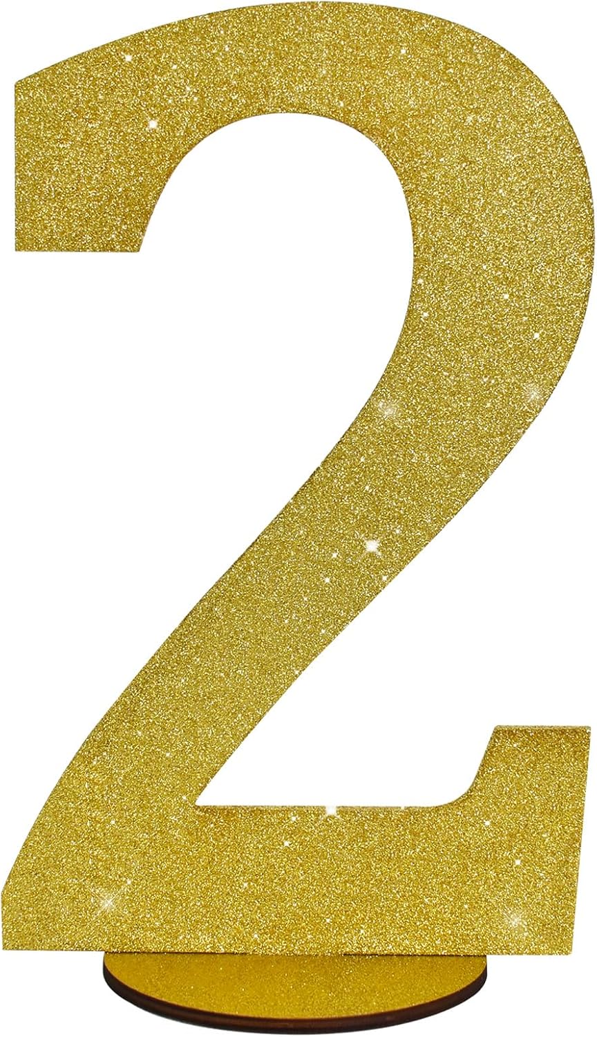 TONIFUL 11.8 Inch Gold Glitter Numbers Table Centerpieces 0-9 Birthday Party Decorations,Shining Gold Digital 2 for Birthday Party,Wedding,Bridal Shower,Engagement,Photo Shoot,Anniversary