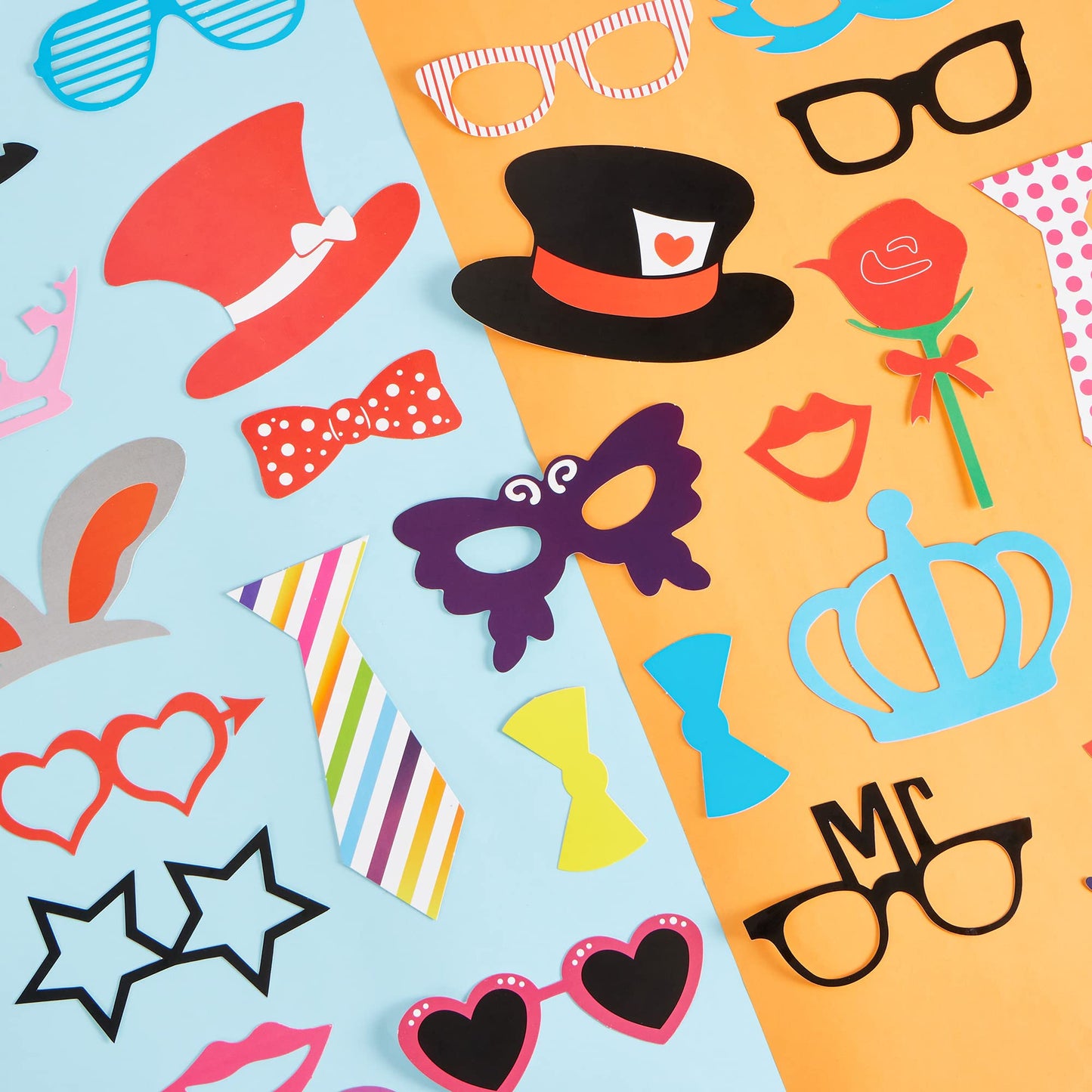 Joyin Toy Photo Booth Props 66 Pieces，Multicolor Kit for Graduation Wedding Party Supplies