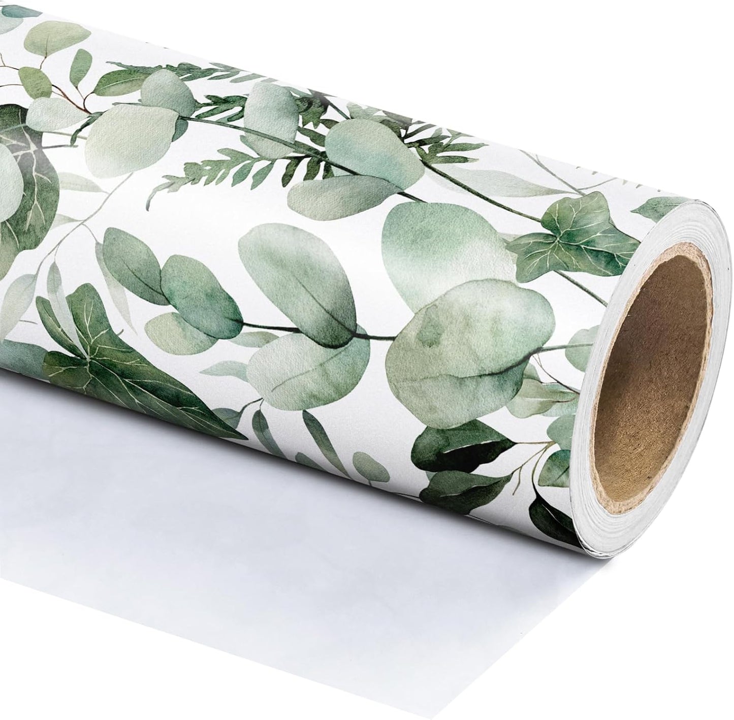 WRAPAHOLIC Eucalyptus Leaves Wrapping Paper Roll - Mini Roll - 17 Inch x 9.8 Feet - Greenery Wrapping Paper Perfect for Birthday, Wedding, Bridal Shower