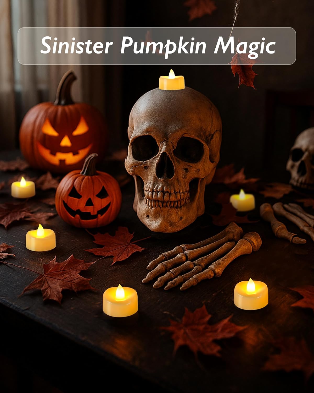 Raycare 50 Pack LED Tea Lights Battery Operated, 200+Hour Flickering Votive Candles, Realistic Fake Flameless TeaLights for Wedding Party Halloween Thanksgiving Christmas Decorations,Ivory Base