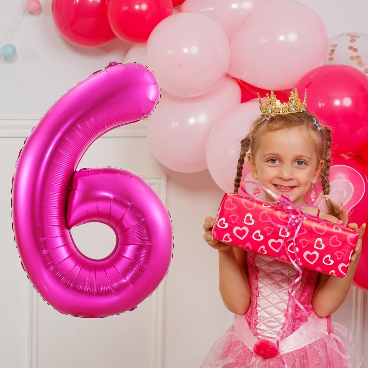 Hot Pink 5 Balloon,40 Inch Number 5 Balloon,5 Birthday Balloon Decorations, Foil Mylar Helium 5 Balloon Number for Birthday Party Decorations