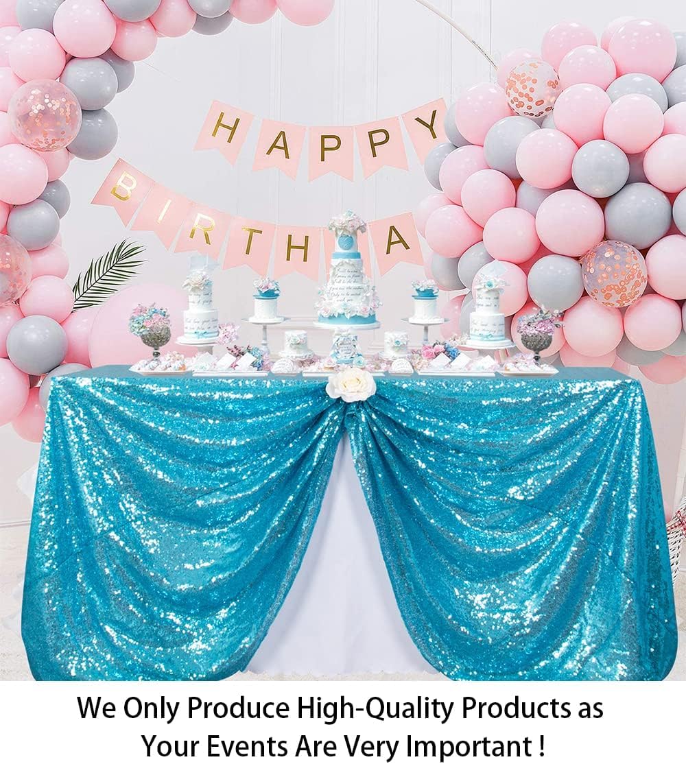 ShinyBeauty Sequin Tablecloth 72x72-Inch Turquoise Square Sequin Table Cover Aqua Glitter Table Cloth for Parties Sparkly Table Linens for Weddings Bridal Shower Birthday Party Event Table Decor
